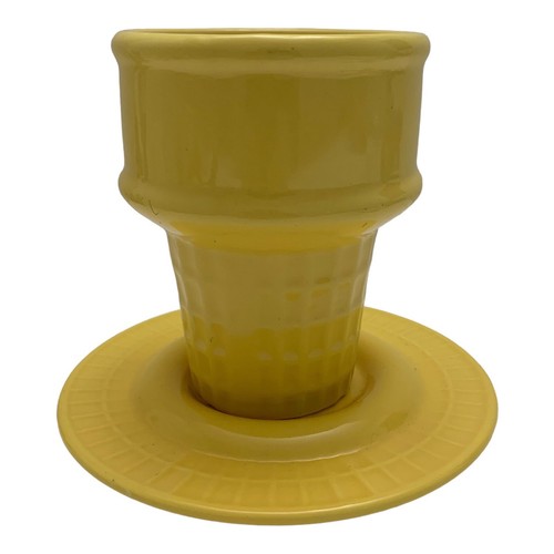 The Monkey & The Peddler Yellow Ceramic Ice Cream Cone Cup & Saucer - Picture 3 of 8