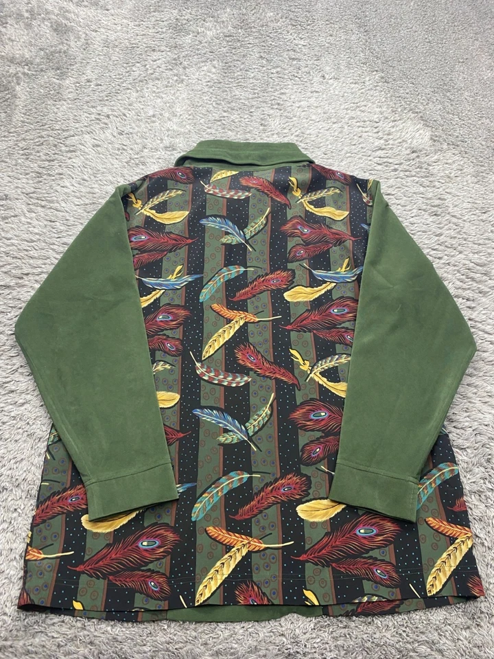 Koos of Course Jacket Women Large Olive Green Faux Suede 1/4 Zip Turtleneck Boho - Image 2 of 4