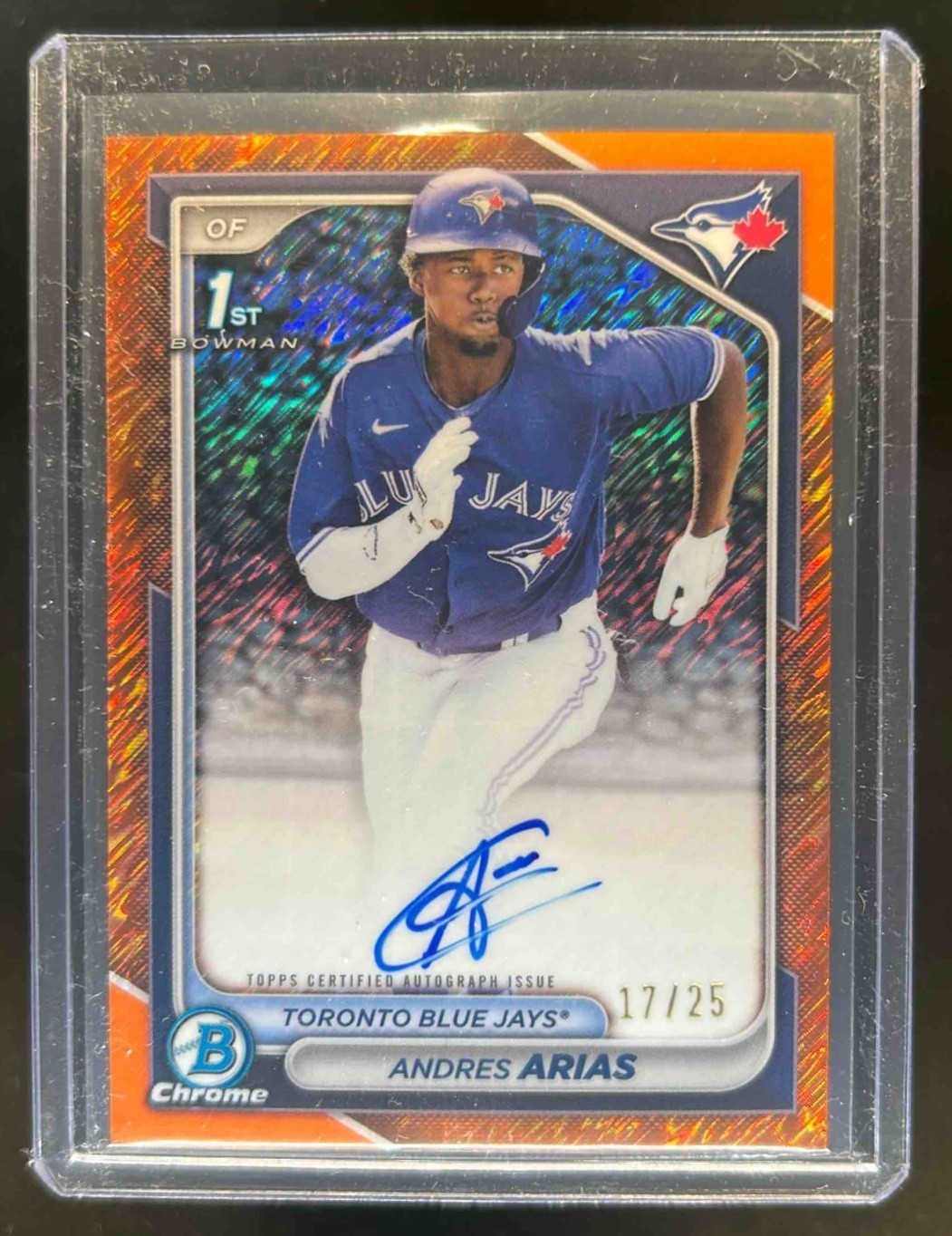 2024 Bowman Chrome Andres Arias Auto Orange Shimmer Refractor 1st #17/25