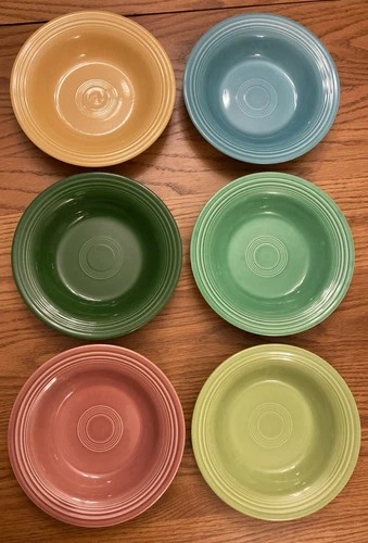 Vintage Fiestaware - Set of (6) Deep Plates in vintage colors (1936-1969)