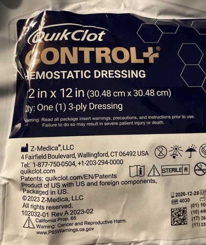 QuickClot Control+ Hemostatic Dressing 12