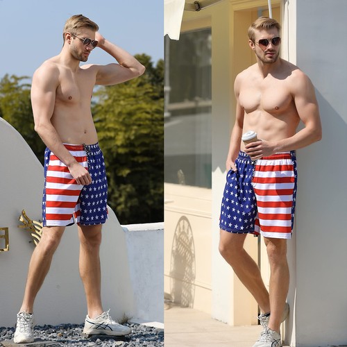 US Flag Mens Swim Trunks w/ Compression Liner, 7 Inch, Quick Dry - Bild 6 von 10