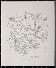 Karl-Heinz Dennig Dragon Fly Signed Ink Drawing 1981