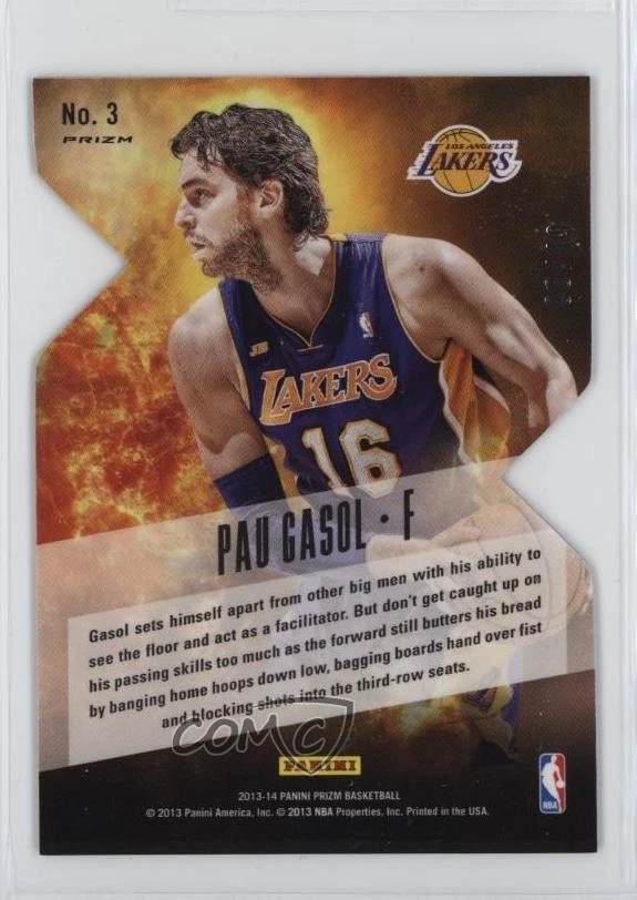 2013-14 Panini Prizm Post Season Purple Prizm Die-Cut /49 Pau Gasol #3 HOF - Image 2 of 2