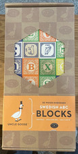 2011 Uncle Goose Set of 32 Wood Embossed Swedish ABC Blocks - Handmade in USA
