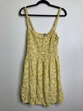 J For Justify Midi Dress Size 3X Yellow Floral Smocked Boho Fairy Prairie