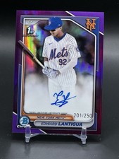 2024 Bowman Chrome Edward Lantigua /250 1st Purple Refractor Auto #CPA-EL Mets