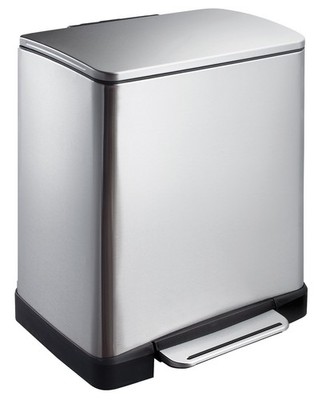 EKO E-Cube Tritt-Mülleimer 12 L Edelstahl matt 26x29x36 cm