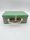 Vintage American ALL Metal Lunch Box Lunchbox Seafoam Green Gray Childs -thermos — photo 1