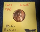1909 VDB RED MINT  1 CENT LINCOLN PENNY HIGHER GRADE
