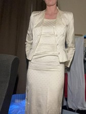 Monsoon Cream, Spotty, Midi Length Dress And Jacket. Perfect For Wedding Guest