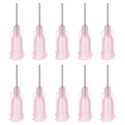 100Pcs 20Gax0.5'' Dispensing Needle Tip Stainless Steel and Plastic Light Pink