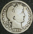1898 O Barber Quarter, Good /Very Good