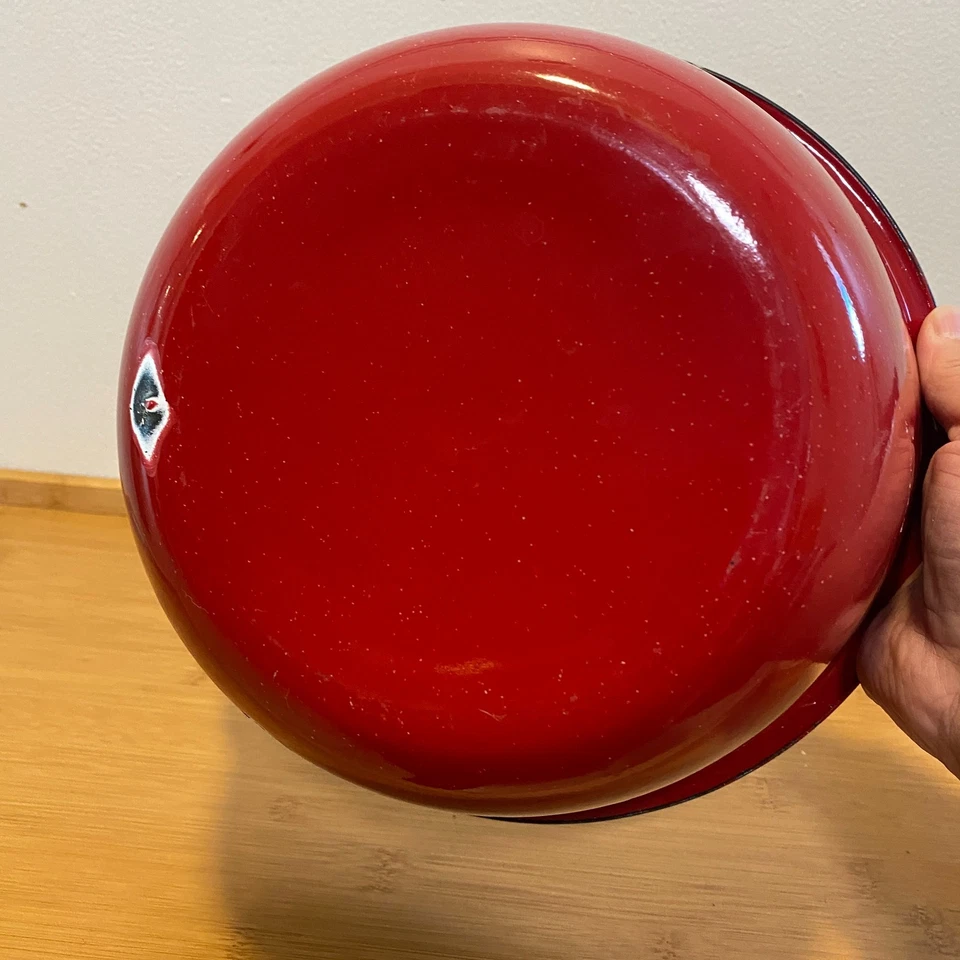 "Cuenco esmaltado palomitas de maíz vintage de 10"" plato retro para servir aperitivos de cocina rojo azul" Foto 4 de 4