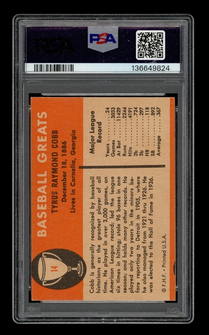 1961 Fleer Set-Break # 14 Ty Cobb PSA 4 VG-EX (MC) view 2
