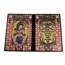 Vtg 1970s Suncatcher Stained Glass Metal Sugar Spice Everything Nice Girls Art