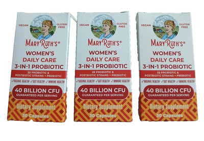 (3x) MARY RUTH s 3-in-1 Daily Women's 40 Billion 90 CAPSULES Exp 1/2027+ Vegan