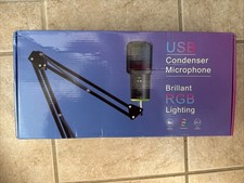 ONIKUMA M530 Gaming USB Microphone Noise Cancellation, Boom Arm,RGB Lighting