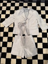 Janie and jack boys linen blend suit set blazer shorts suspenders