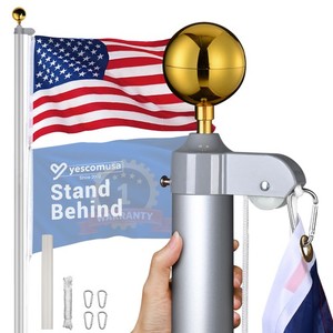 Yescom Bravery 25ft 13 Gauge Sectional Flag Pole Kit Aluminum for Outside House