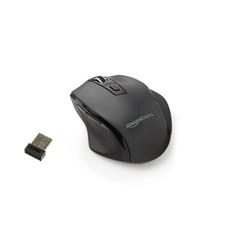 Amazon Basics Wireless Ergonomic Computer Mouse 2.4 GHz Adjustable DPI Black
