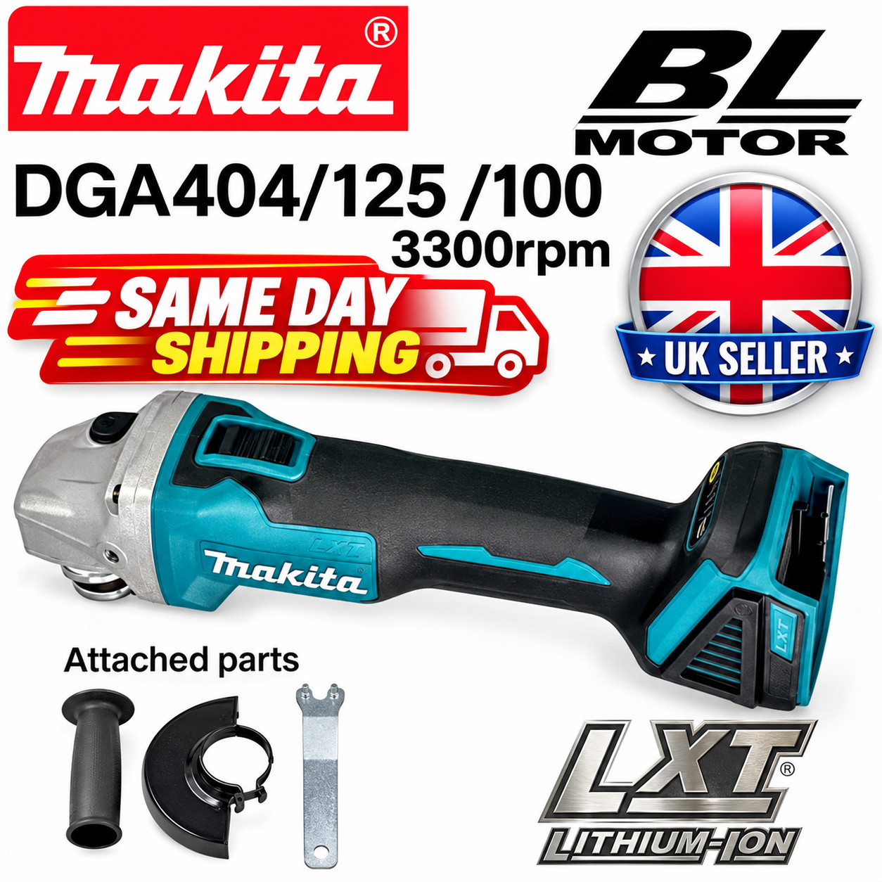 Makita 18V 125mm DGA404 Brushless Lithium Electric Angle Grinder Rechargeable UK