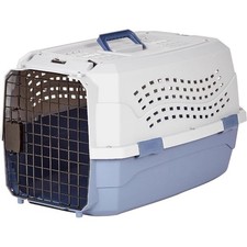 2-Door Top-Load Hard-Sided Pet Travel Carrier for Dogs and Cats, Gray and Blue,
