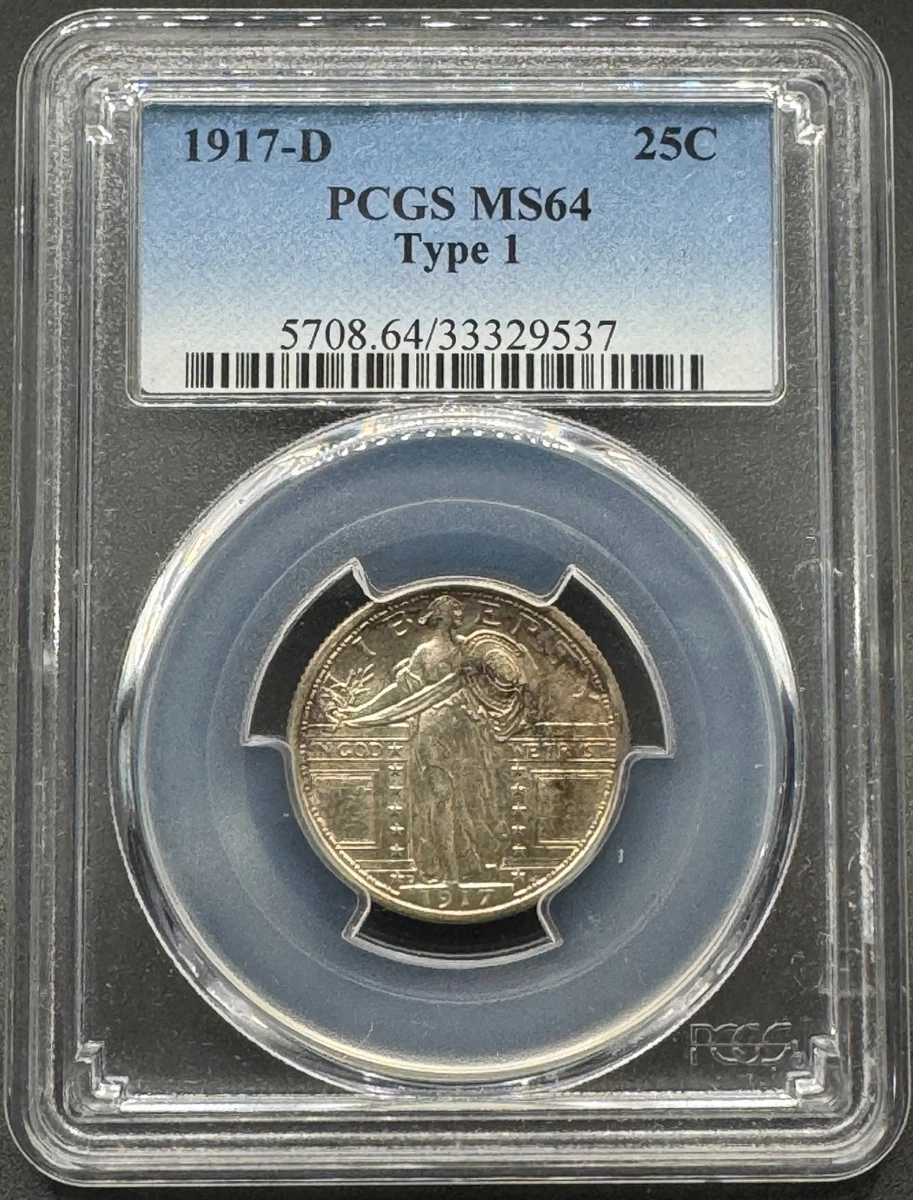 MS 64 Graded 1917 Year Standing Liberty US Quarters (1916-1930 