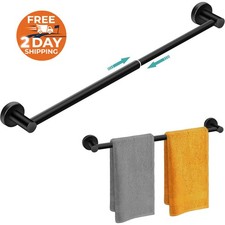 Toallero Para Ba o De Pared Doble Acero Inoxidable Negro 13-24 Inch Ajustable US