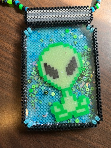 LARGE Shaker Alien Perler Bead Kandi Necklace EDC-RAVE-FESTIVAL-EDM-PLUR - Picture 2 of 7