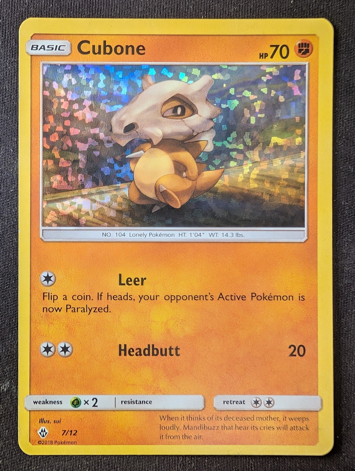 Cubone - 7/12 Confetti - McDonald's 2018 (Pokemon) NM