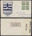 1944 Dominion of Canada Cover Alberta Coat of Arms Scotchtown NS Censored to USA