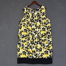 Ronni Nicole Dress Womens 22W Yellow Black Floral Shift Sleeveless Workwear