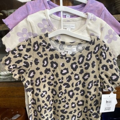Set Of 3  Grayson Mini T-shirt Sz 4T Animal, Floral & Solid Prints