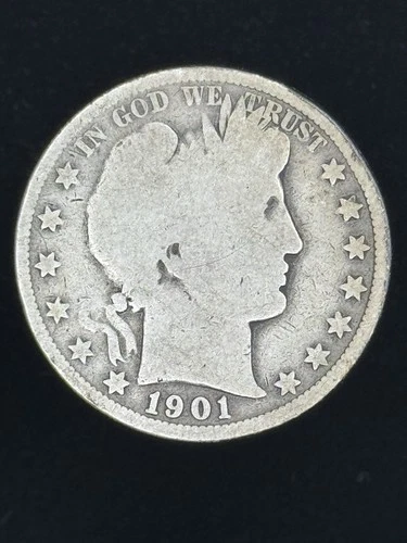 Very Rare 1901-S Barber Half Dollar With Good Details Free Shipping