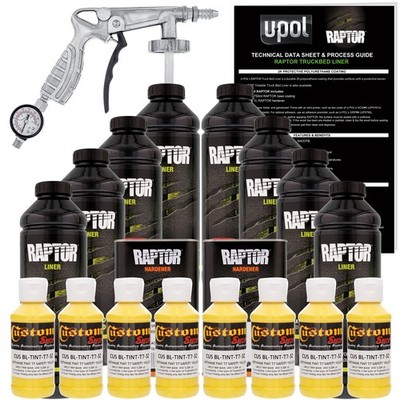 U-POL Raptor Tintable Safety Yellow Spray-On Truck Bed Liner Spray Gun, 8 Quarts