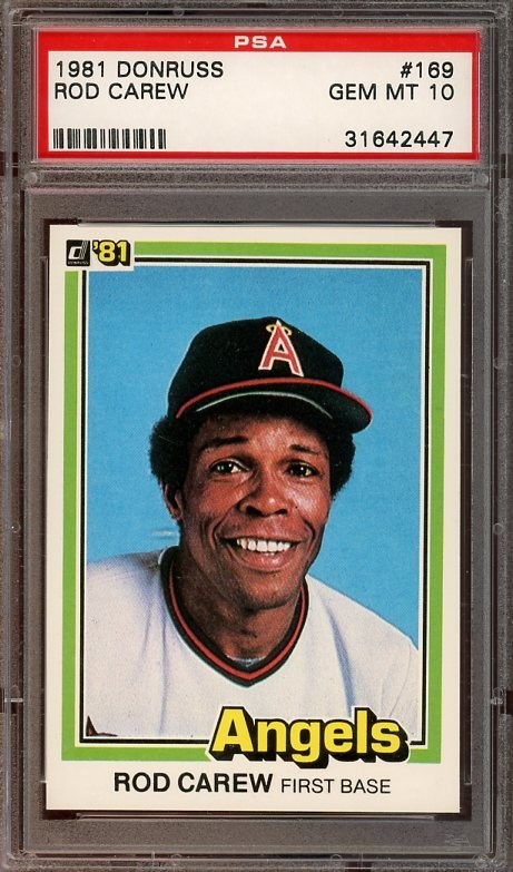 1981 Donruss #169 Rod Carew GEM MT PSA 10 Los Angeles Angels 2447