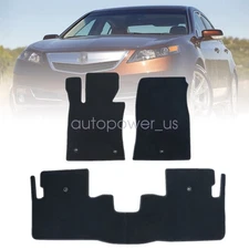 3PCS For 2009-2014 ACURA TL 4-Door Front & Rear Floor Mats Carpet Velour Black