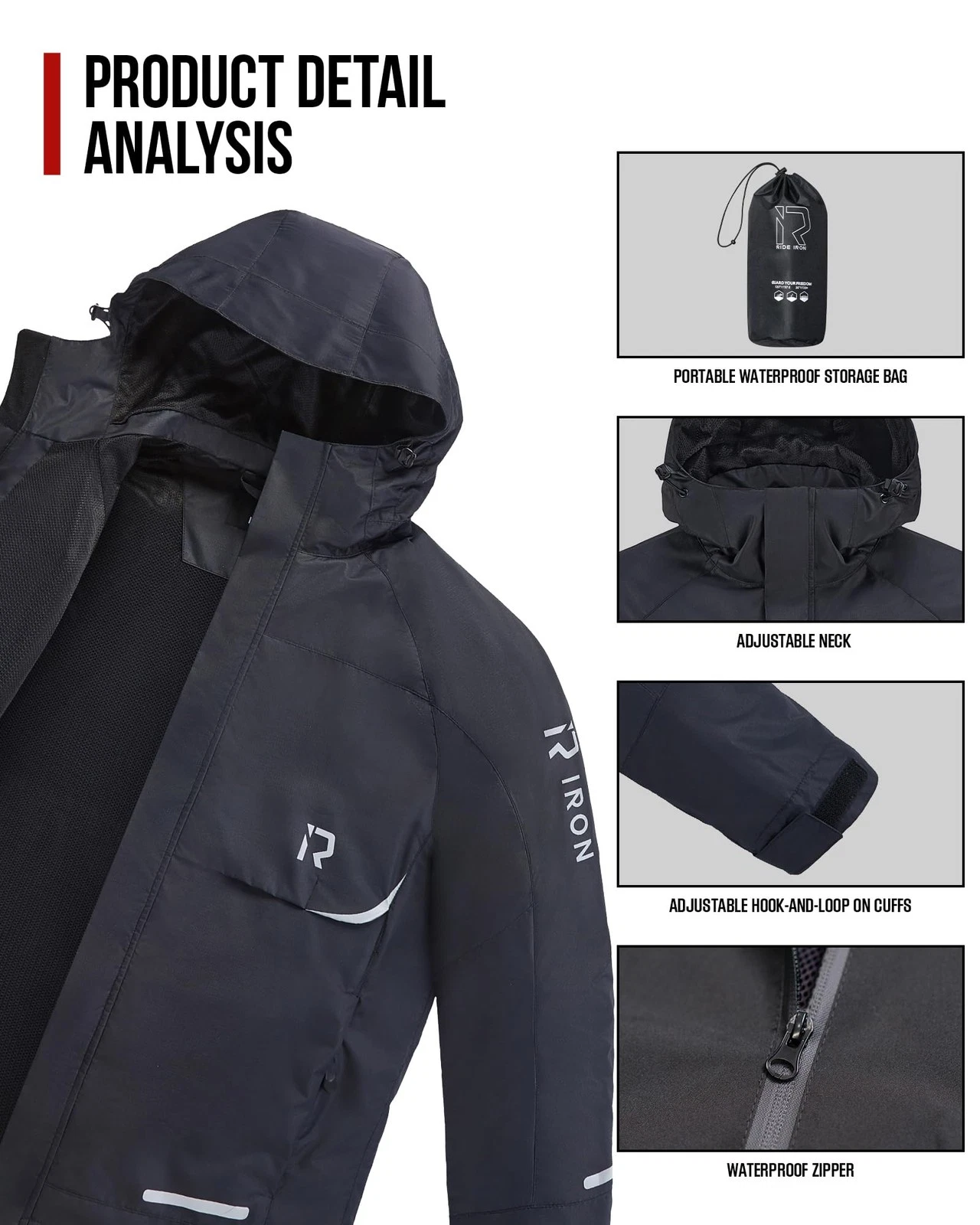 Motorcycle Rain Gear for Men Women, Rain Suit 15,000mm Rating Lightweight Bre... image 6