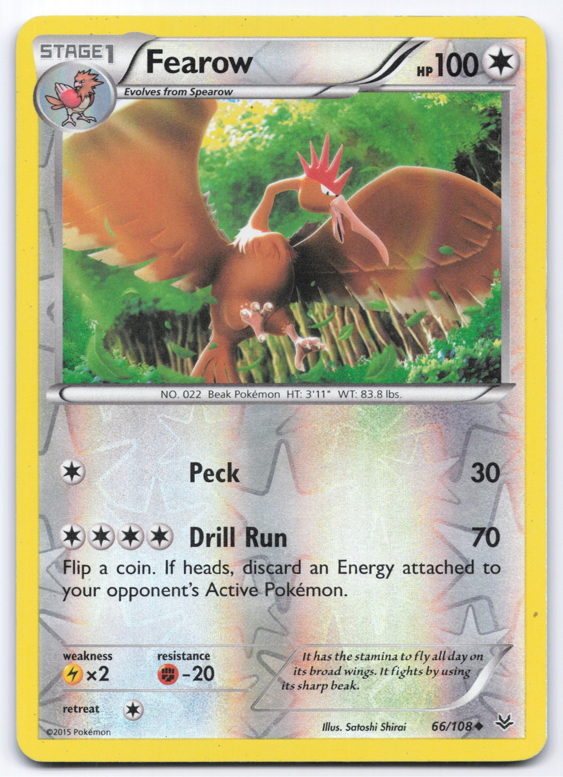 Fearow 66/108 XY - Roaring Skies Holo Uncommon Pokemon Card LP