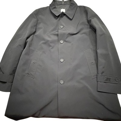 Burberry London England Mens Black Car Coat Button Front Jacket Size 58 IT