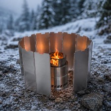 Foldable Stove Wind Shield 10 Plates Camping Cooker Gas Saver Windscreen Outdoor