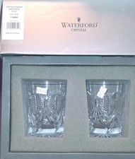 Waterford Millennium Collection Toasting Double Old Fashions Pair "Happiness"