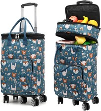 2 in 1 Shopping Cart with Wheels Grocery Utility Dolly Bag