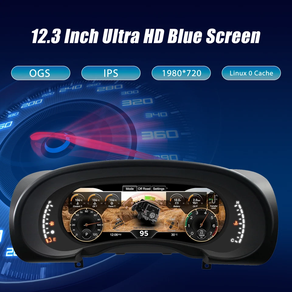 Cuadro de instrumentos digital de 12,3" velocímetro para Jeep Wrangler JK 2007-2010 Foto 4 de 4
