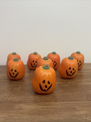 8 Vtg Pumpkin Halloween String Light Cover Replacements Hard Plastic