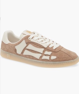 Amiri Men Pacific Bones Suede Leather Low Top  Sneakers In Malt Eu 44 US 11