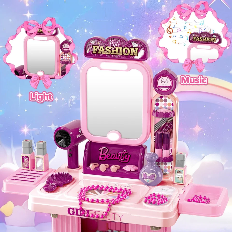 Mesa de Maquillaje para Niñas Accesorios de Tocador Juego de Belleza para Niñas M... Foto 3 de 4