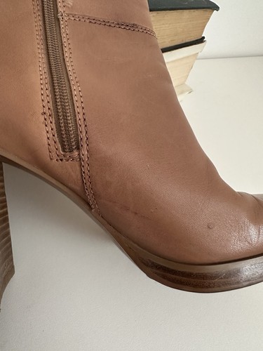 Vintage Candies 90’s Size 8.5 100% Leather Brown Heeled Ankle Boots - Picture 6 of 8