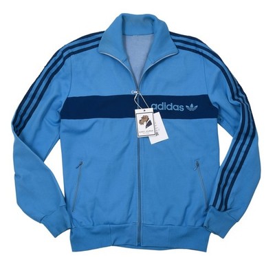 VINTAGE Adidas Track Jacket ca 55cm 1980er Jacke Retro Blau Bluebird Marineblau